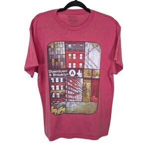 Rebel Society Medium T Shirt Downtown Brooklyn Subway NYC Graphic Mens Tee Retro